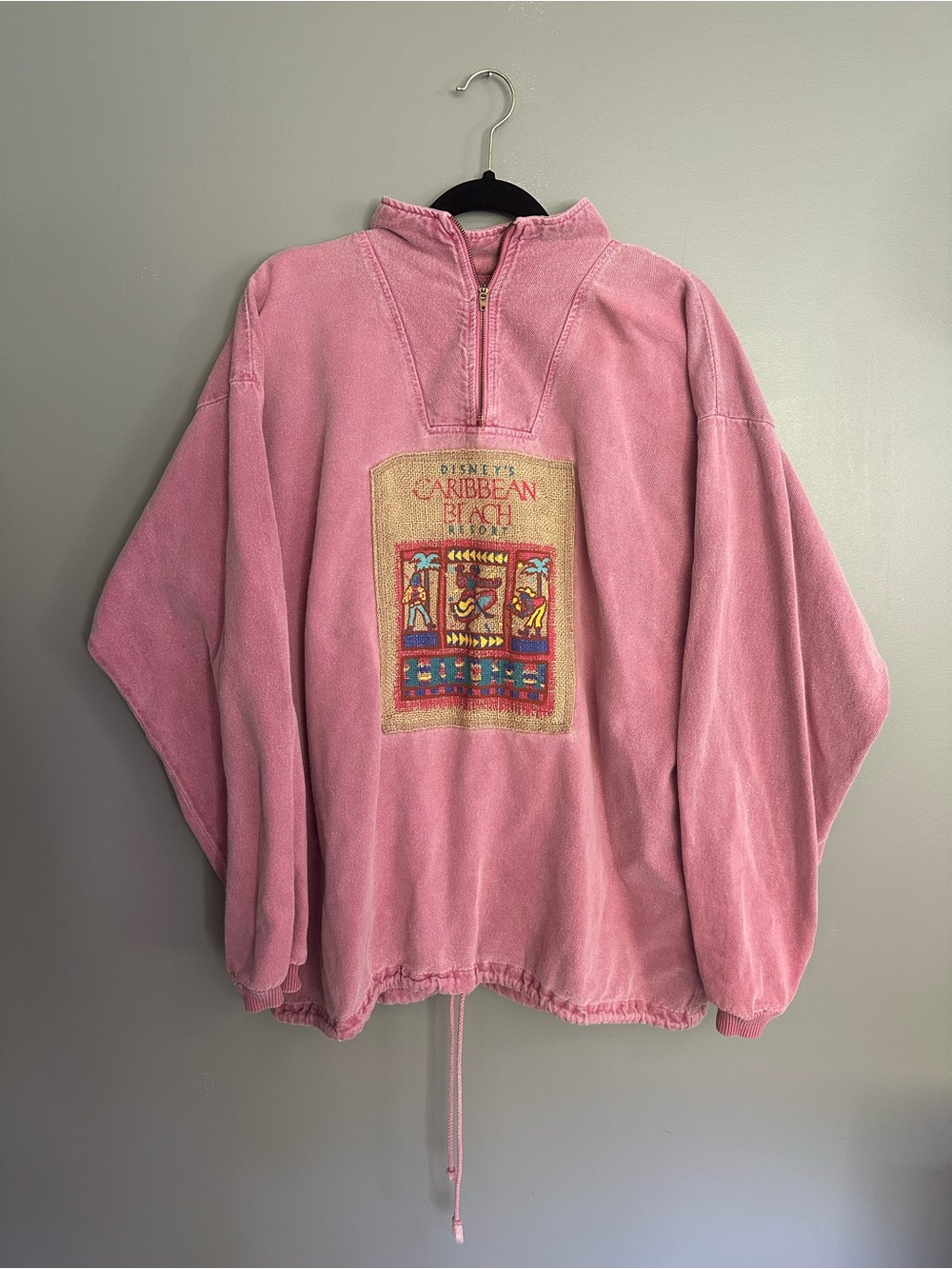 Vintage Disney Originals Caribbean Beach Resort Pink Cotton Quarter Zip